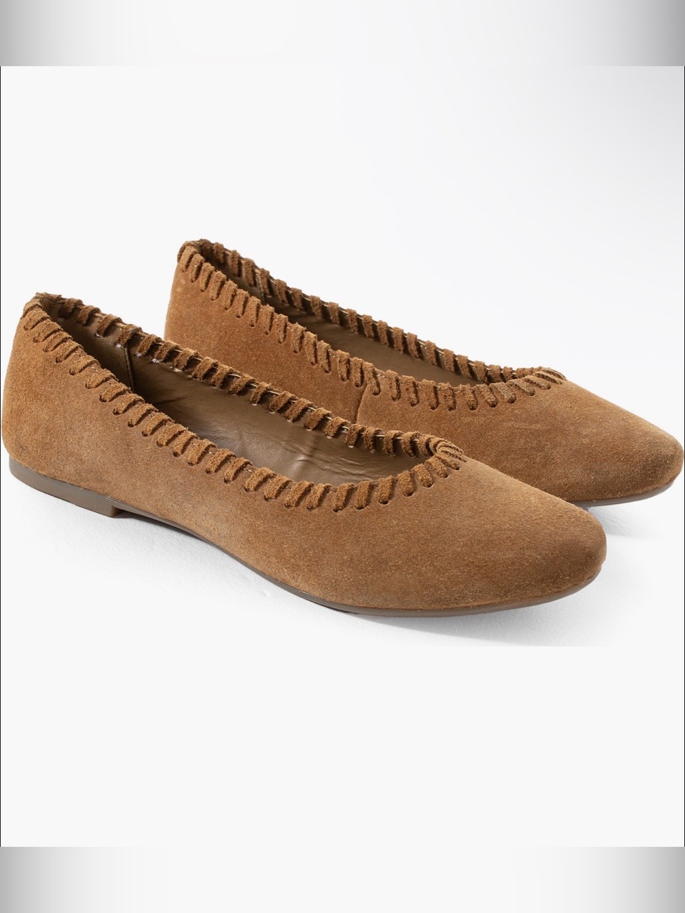 Jelavu Ella Whipstitch Suede Ballet Flat New Without Box Size EU 37 US 6 1/2